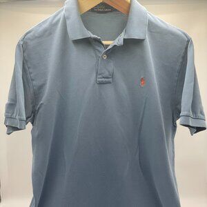 Polo Ralph Lauren Men's Light Blue with Orange Logo, Large